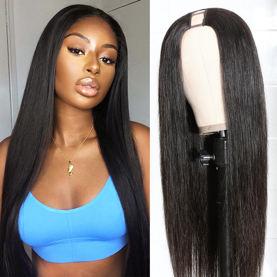 Stema Straight U Part V Part Leave Out Human Hair Wigs